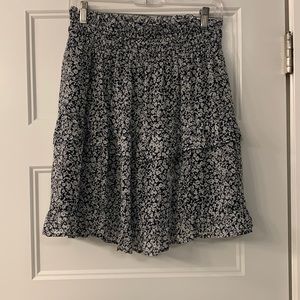 Navy and white floral skirt